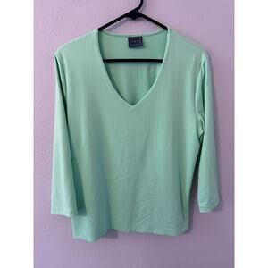 LBH womens green size XL quarter sleeve v neck green spring mint top shirt
